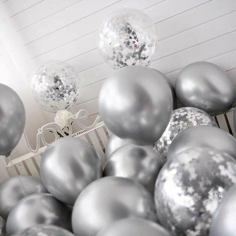 50pcs 12 Inch Metallic Balloons Metal Chrome Shiny Latex Happy Birthday Wedding Party Random Color