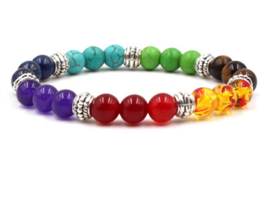 Natural Stone Colorful Chakra Energy Yoga Bracelet