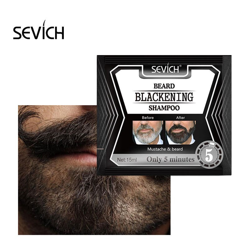 3/5/10pcs 5 Minutes Blackening Beard Shampoo Dye Beard Herb Natural Faster Blacken Beard Shampoo 15ml Natural Soft For Men