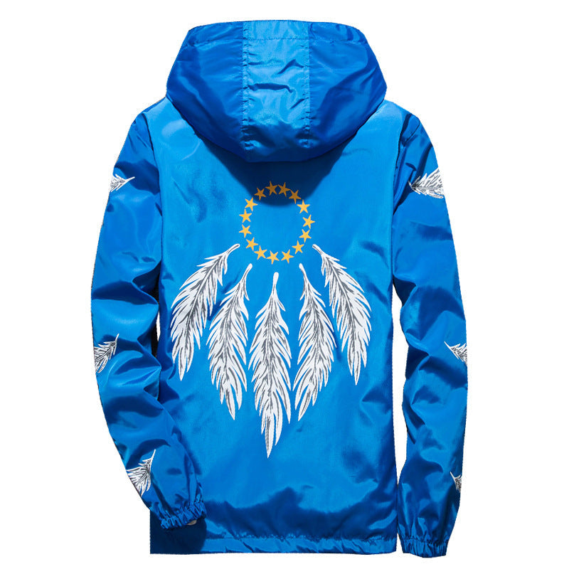 Large Size Hooded Jacket Print Jacket