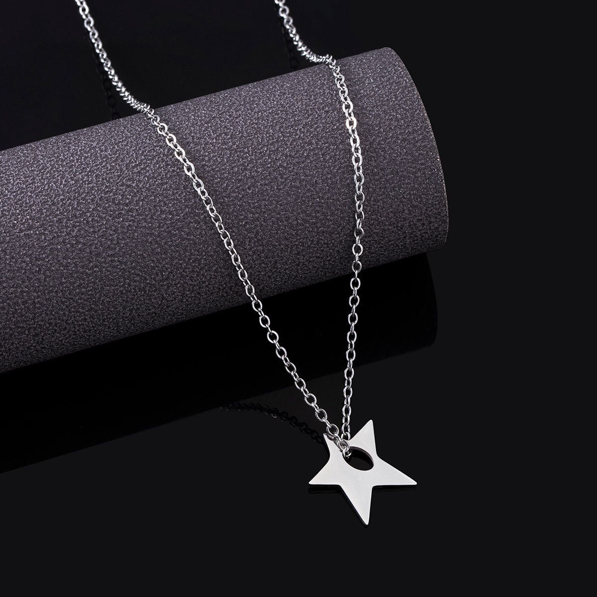 Pentagram Star Stainless Steel Pendant Necklace Earrings Birthday Gift For Women Girls