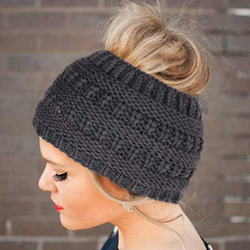 Women Headwrap Ponytail Beanies Hat Winter Warm Ear Warmer Head Wrap Casual Crochet Turban Hats Female Soft Knit Woolen Caps