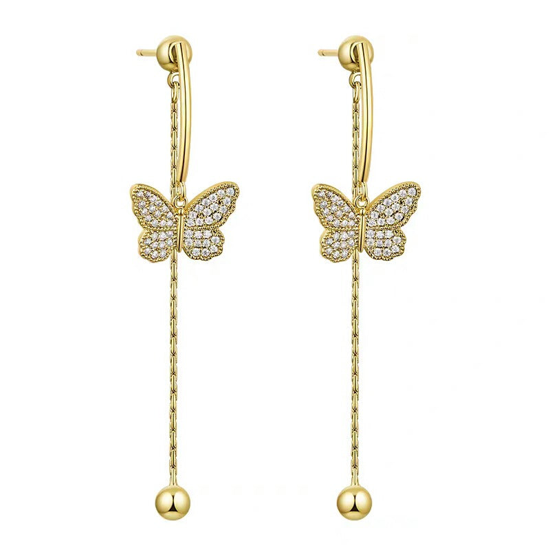 Premium sense tassel earrings butterfly earrings