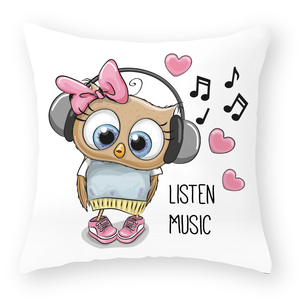 Cute Owl Peach Skin Pillow Case