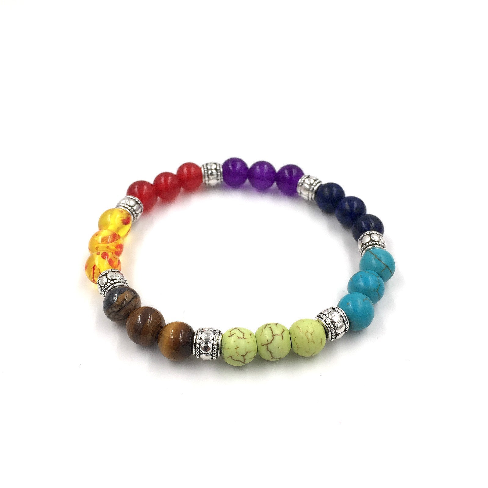 Agate molten rock 8mm energy volcanic stone chakra colorful beads bracelet string