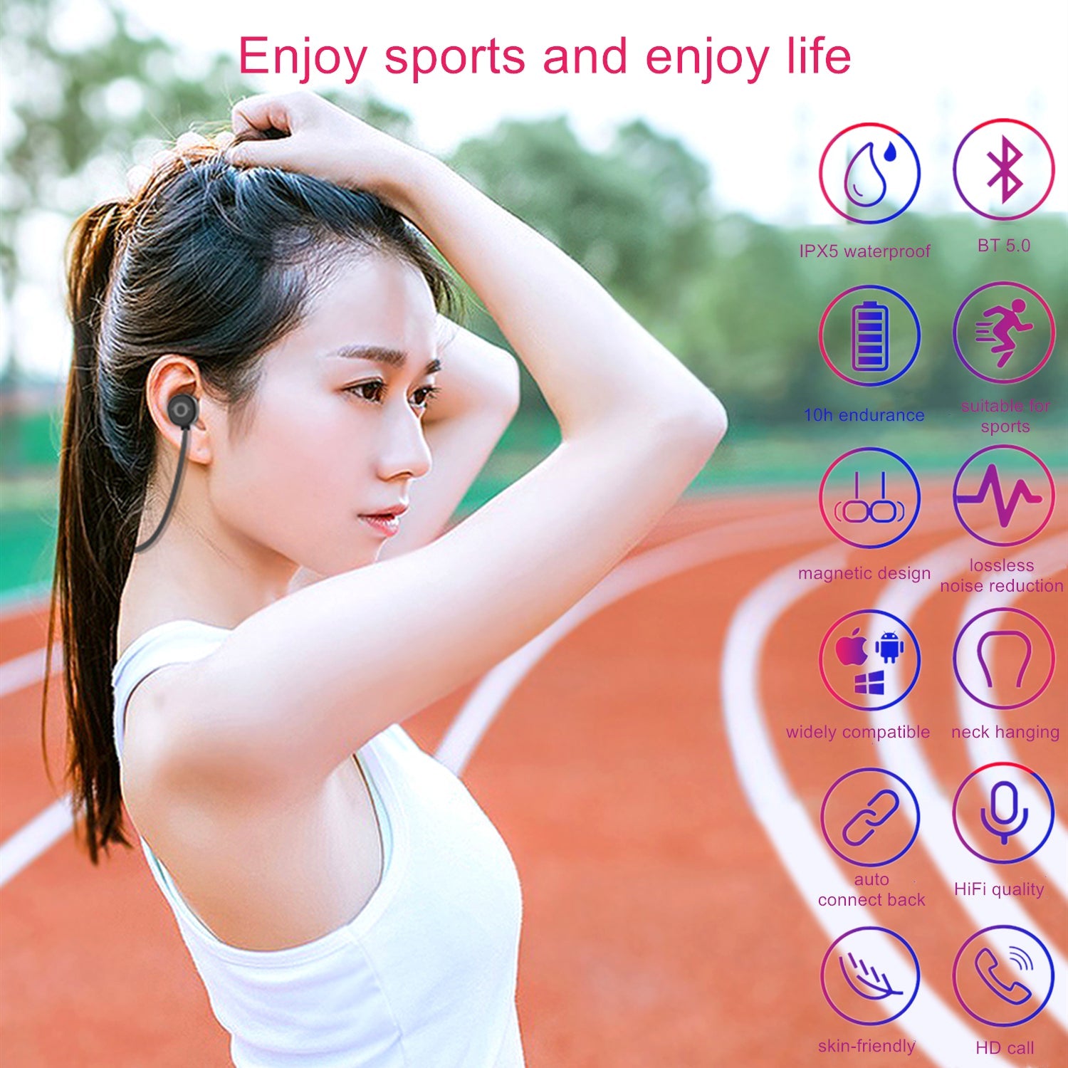 Waterproof Sports Earphones Noise Cancelling Stereo Sound Headsets, Wired In-Ear Earbuds