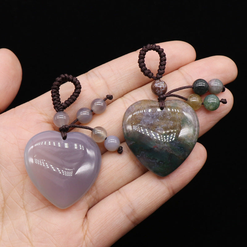 Various natural stone heart pendants