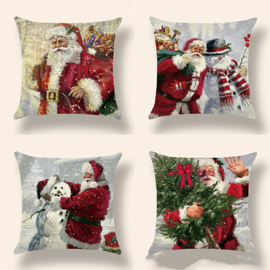 Home Fashion Christmas Printed Linen Pillowcase