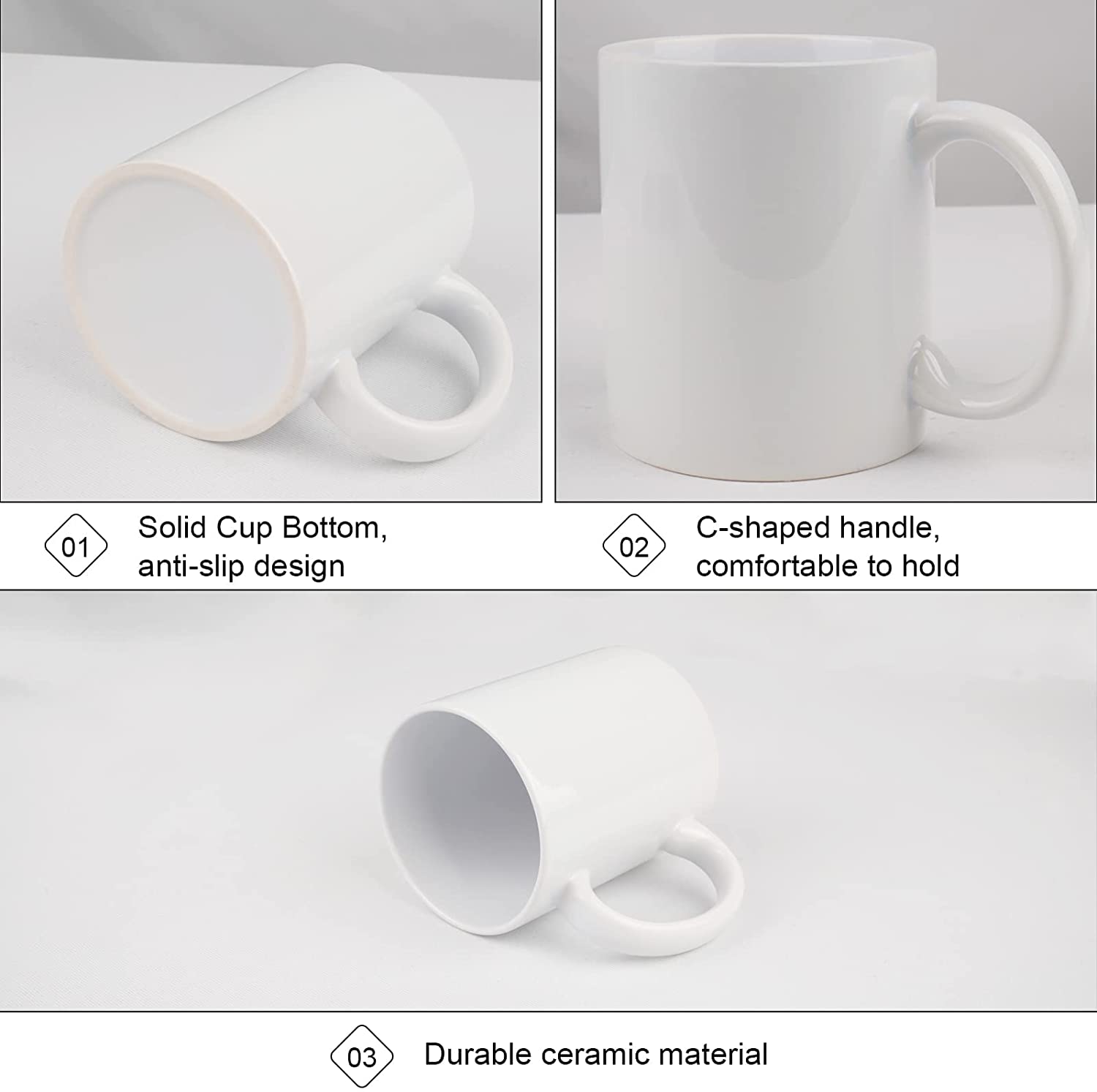 99diy Classic White Ceramics Mug 11 OZ 15 OZ  No Moq & Made In USA & Ships To The USA Only