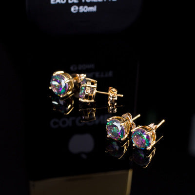 Colorful zircon earrings