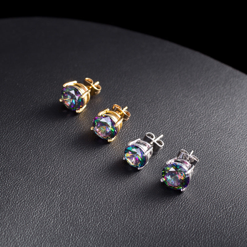 Colorful zircon earrings