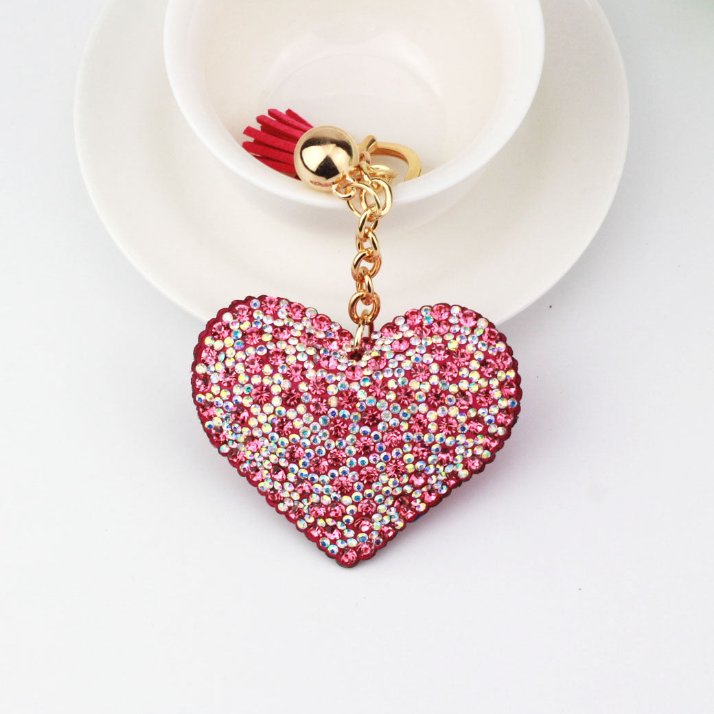 Flannel Peach Heart Color Diamond Keychain