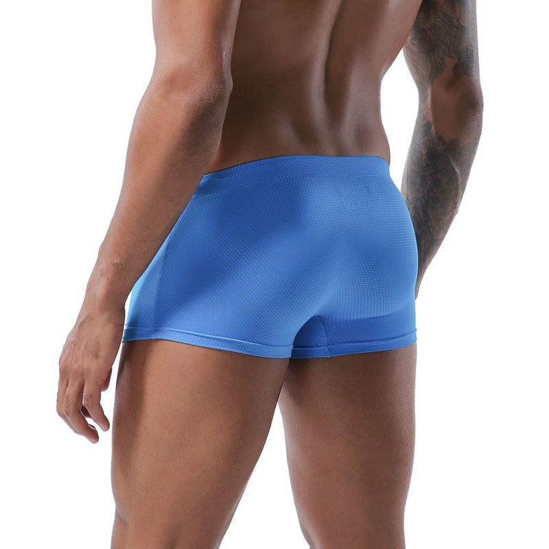 Men's Tethered Nylon Low Waist Boxer Swim Shorts