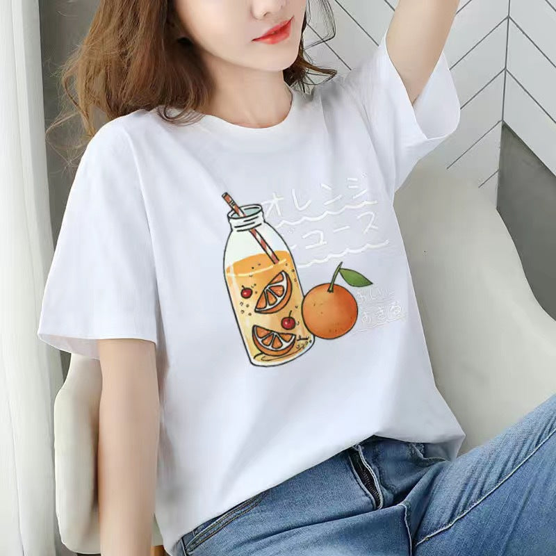 Women's printed loose and thin T-shirt top