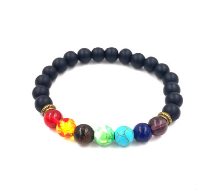 Agate molten rock 8mm energy volcanic stone chakra colorful beads bracelet string