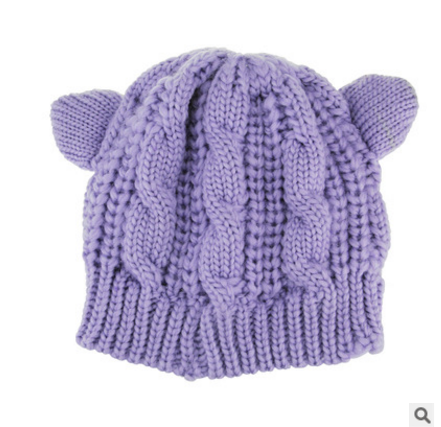 Hand Made 3D Cute Knitted Cat Ear Beanie For Winter