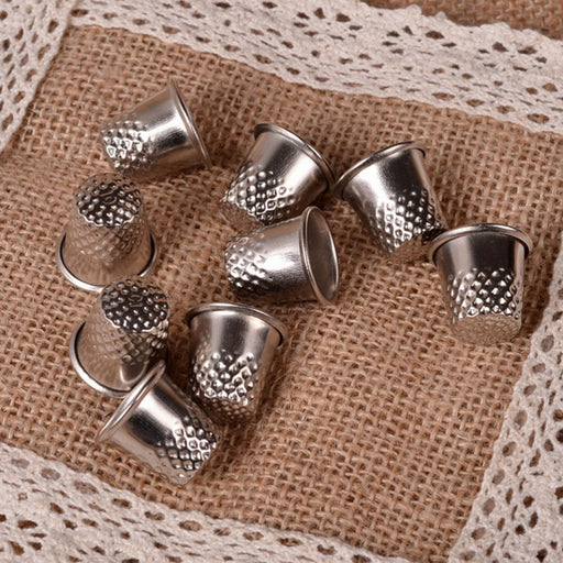 10Pcs/lot Silver Sewing Machine Handworking Pin Needle Craft Tools Metal Finger Thimbles Tailor Sewing Grip Shield Protector