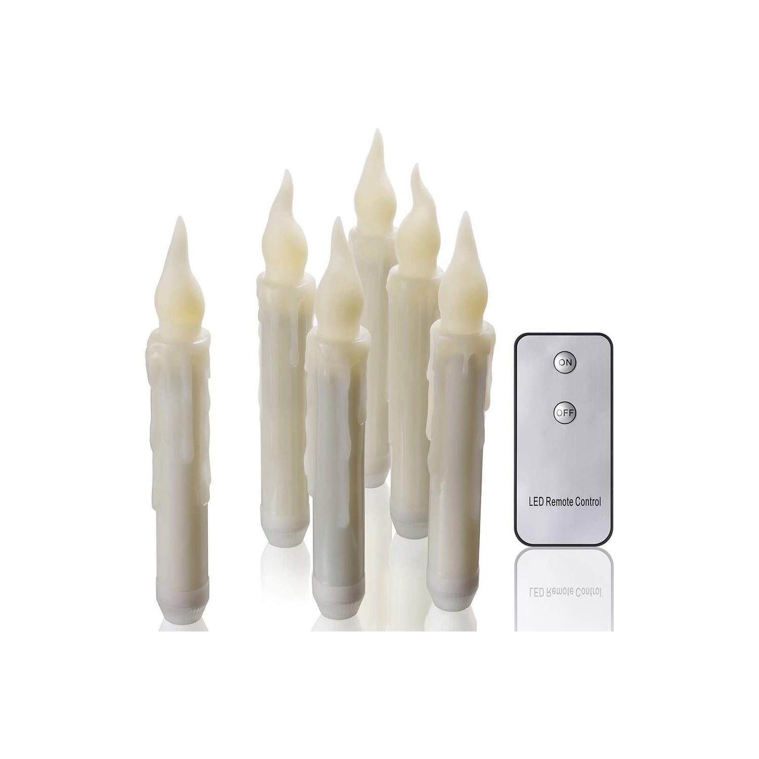 Christmas 12 Piece Teary Led 2-Button Remote Control Candle With Fishline Hook Religious Flameless Cone Candle