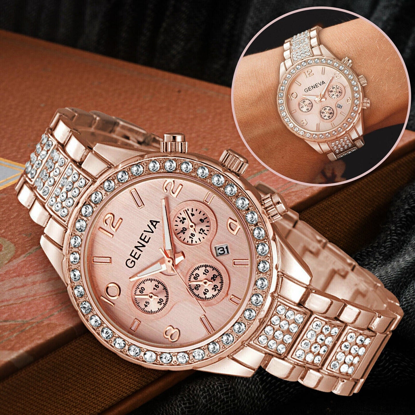 Women Classic Stainless Steel Crystal Quartz