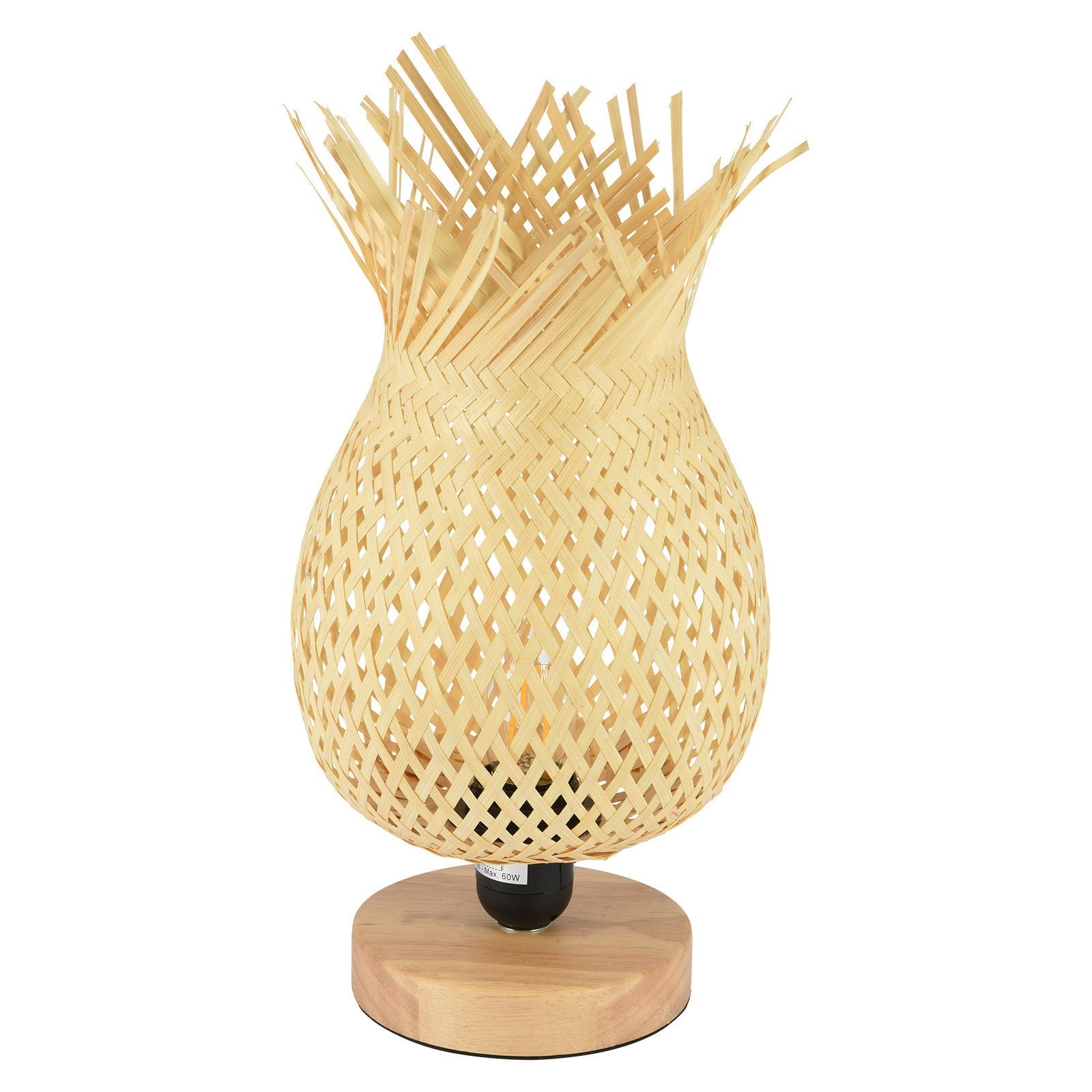 European Style Rubber Wood Table Lamp Bamboo Woven Hotel Bedside Table Lamp