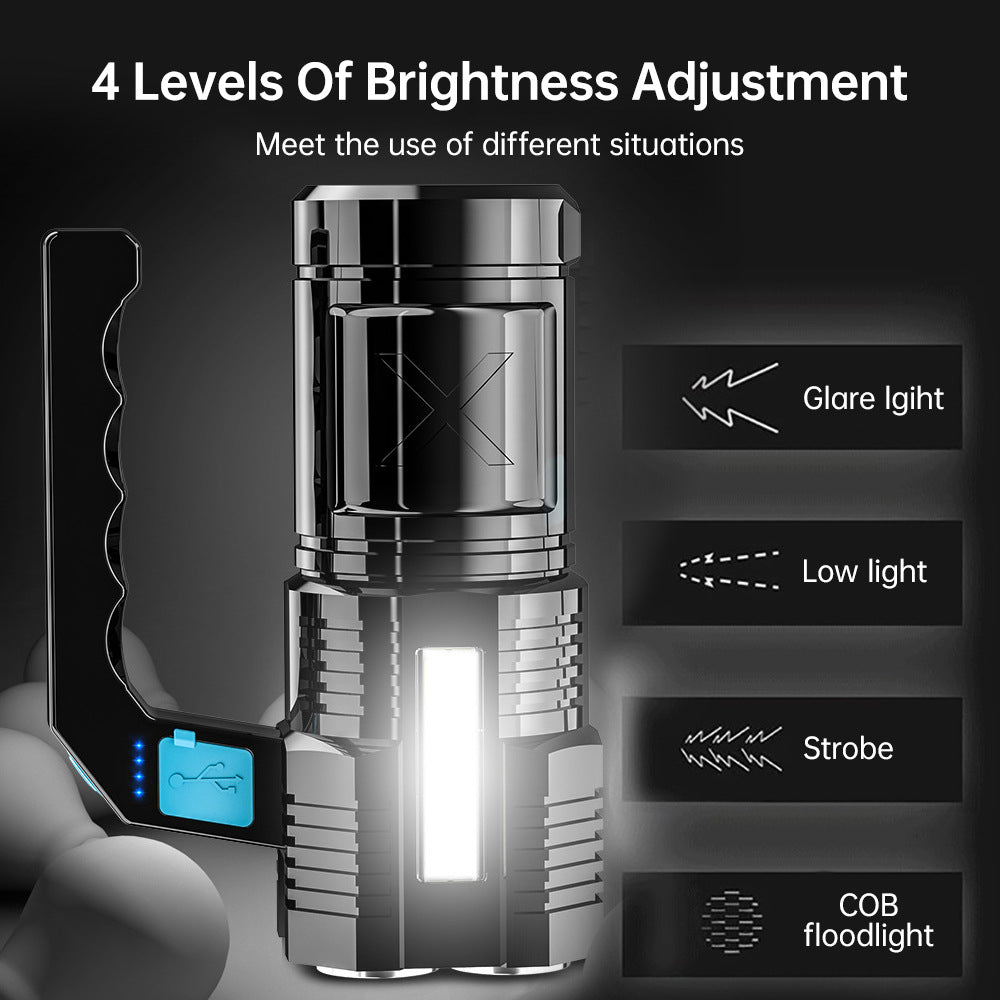 Four Core Flashlight Strong Charging Outdoor Super Bright Far Shooter Lantern