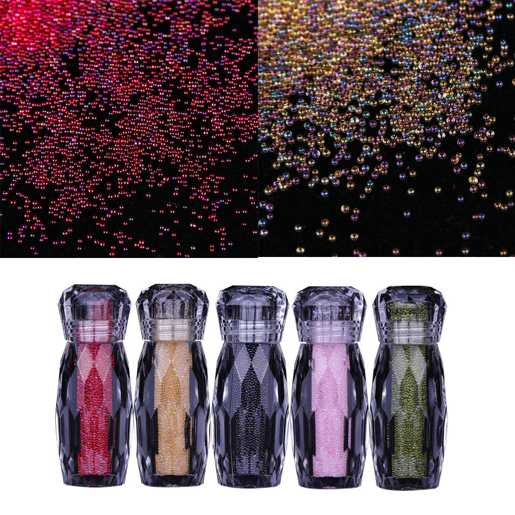 5 Bottle Ultra Tiny DIY Glass Caviar Beads Nail Art Rhinestones Kit Decorations