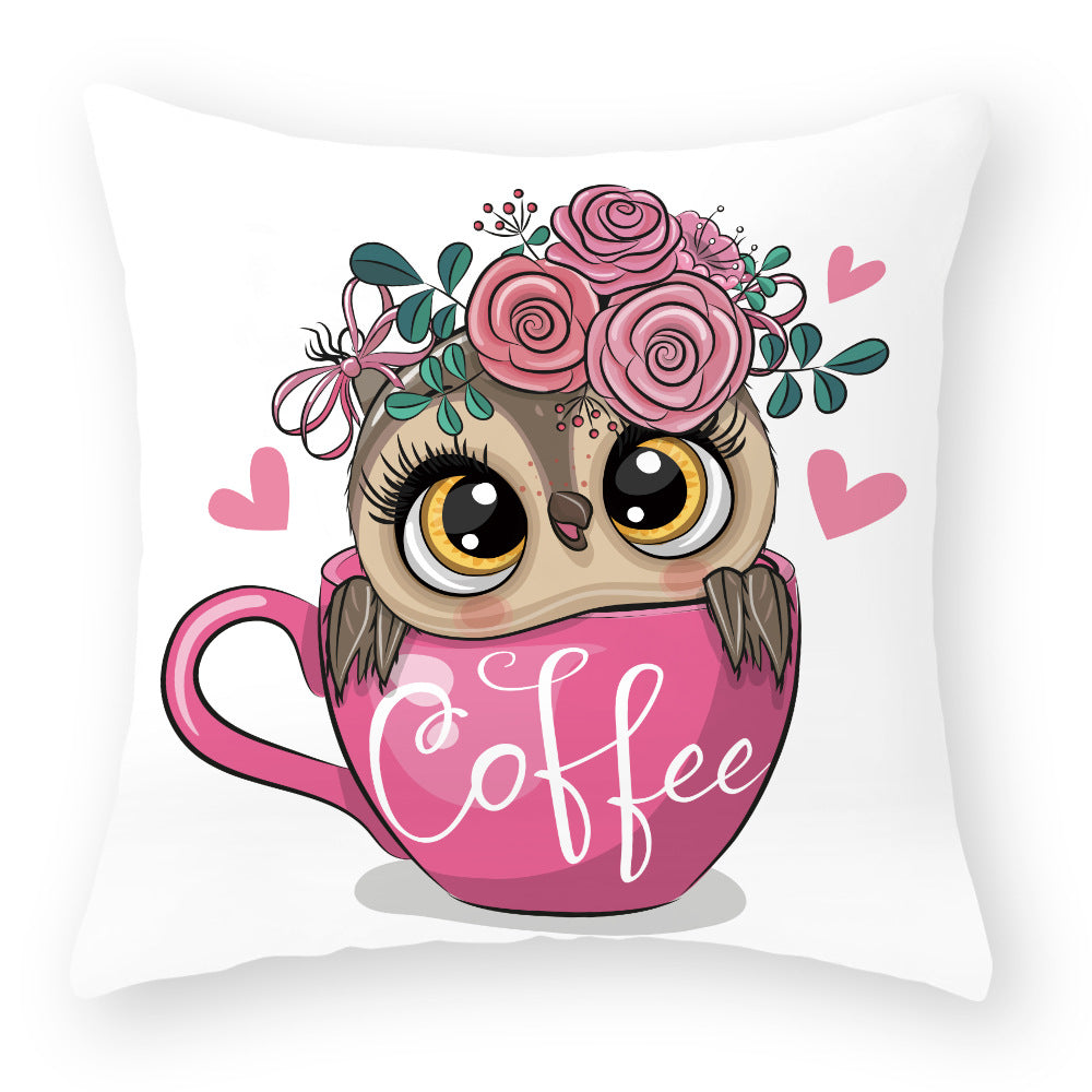 Cute Owl Peach Skin Pillow Case