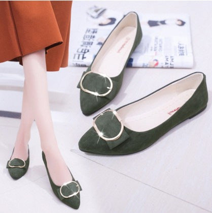 Suede Buckle Decoration Slip-on Shoes