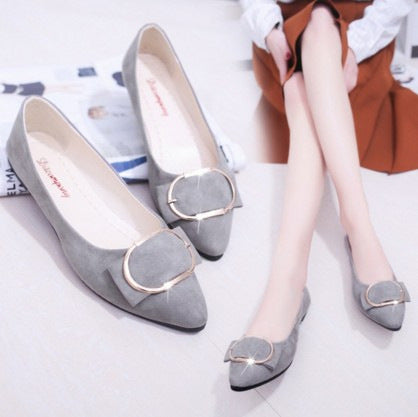 Suede Buckle Decoration Slip-on Shoes