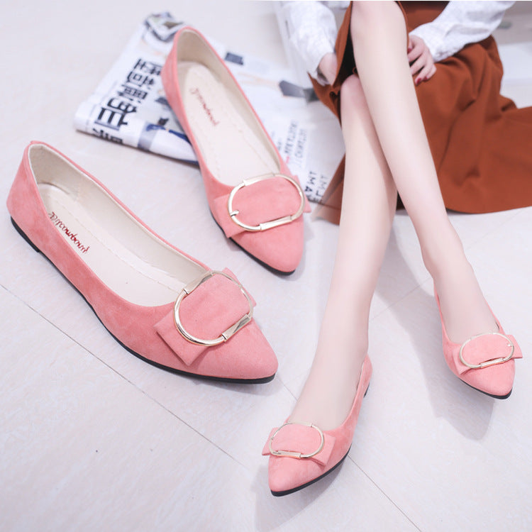 Suede Buckle Decoration Slip-on Shoes