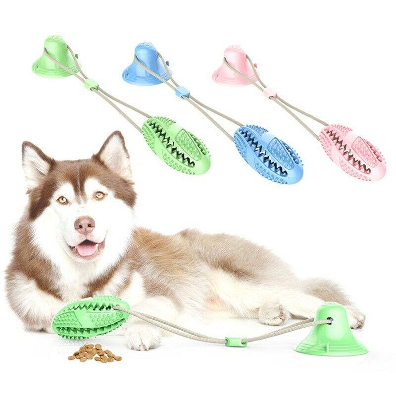 Dog Rope Ball Pull Toy With Suction Cup Chew Tug Toys Sucker Ball Can Leakage Food Dog Toothbrush Teether