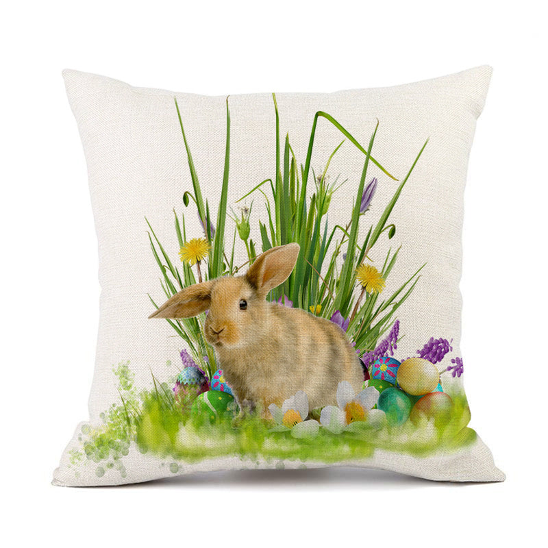 Easter Bunny Egg Cotton And Linen Cushion Case