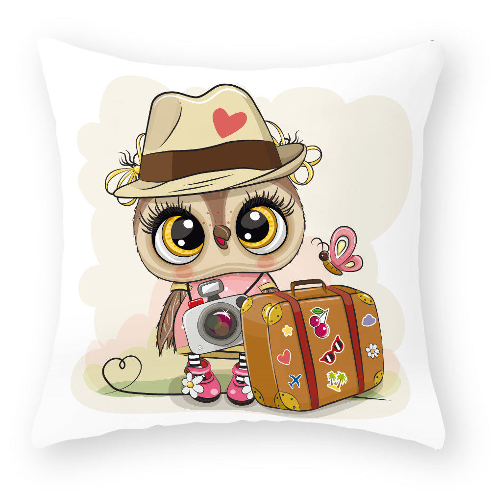 Cute Owl Peach Skin Pillow Case