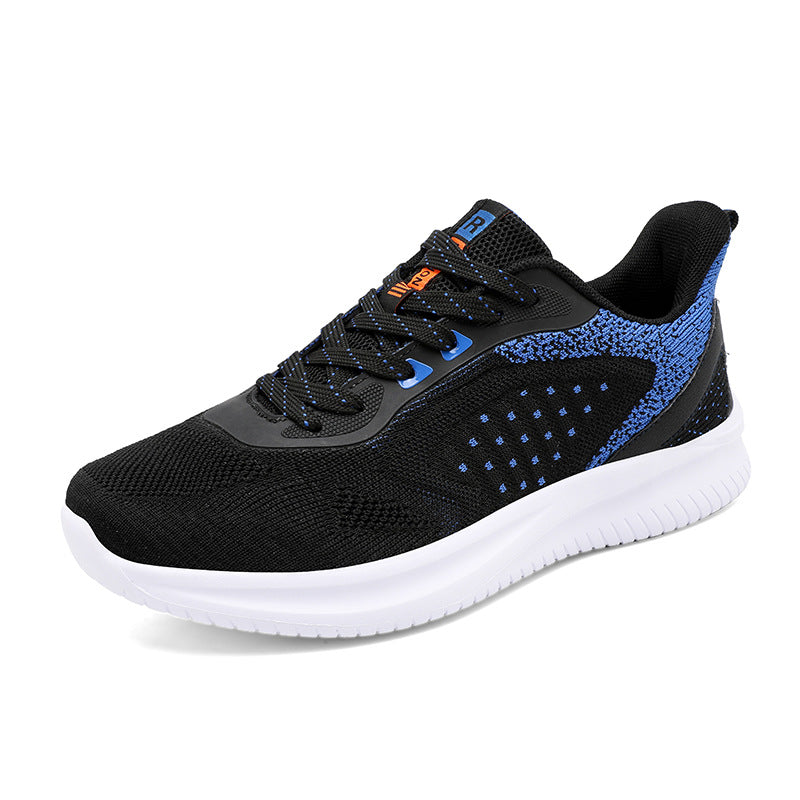 Plus Size Men's Shoes Black Mesh Fly-knit Sneakers