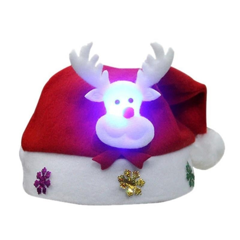 Christmas Decorations Non-woven Cartoon Applique Luminous Hat