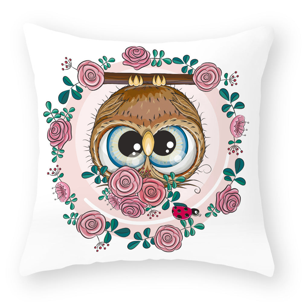 Cute Owl Peach Skin Pillow Case