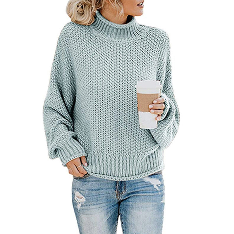 Cardigan thick thread turtleneck pullover