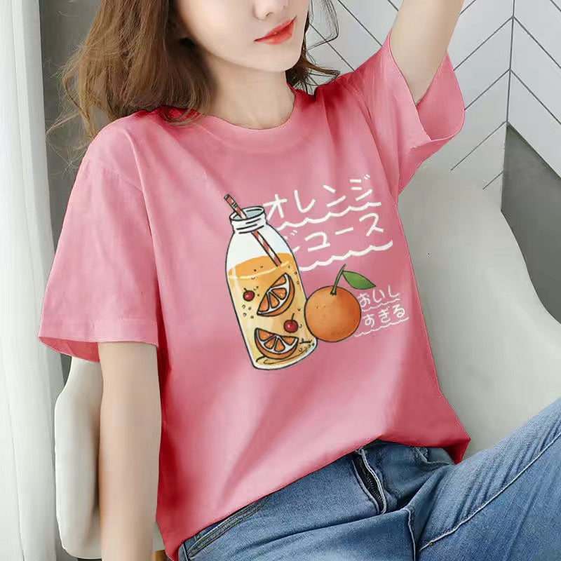 Women's printed loose and thin T-shirt top