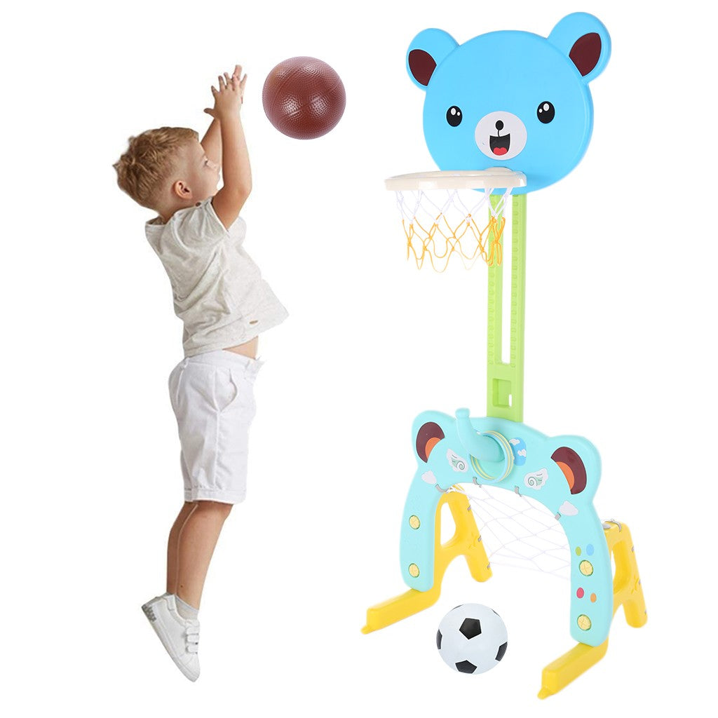 3 In 1 Adjustable Basketball Hoop Stand With Basketball/Ring Toss/Soccer