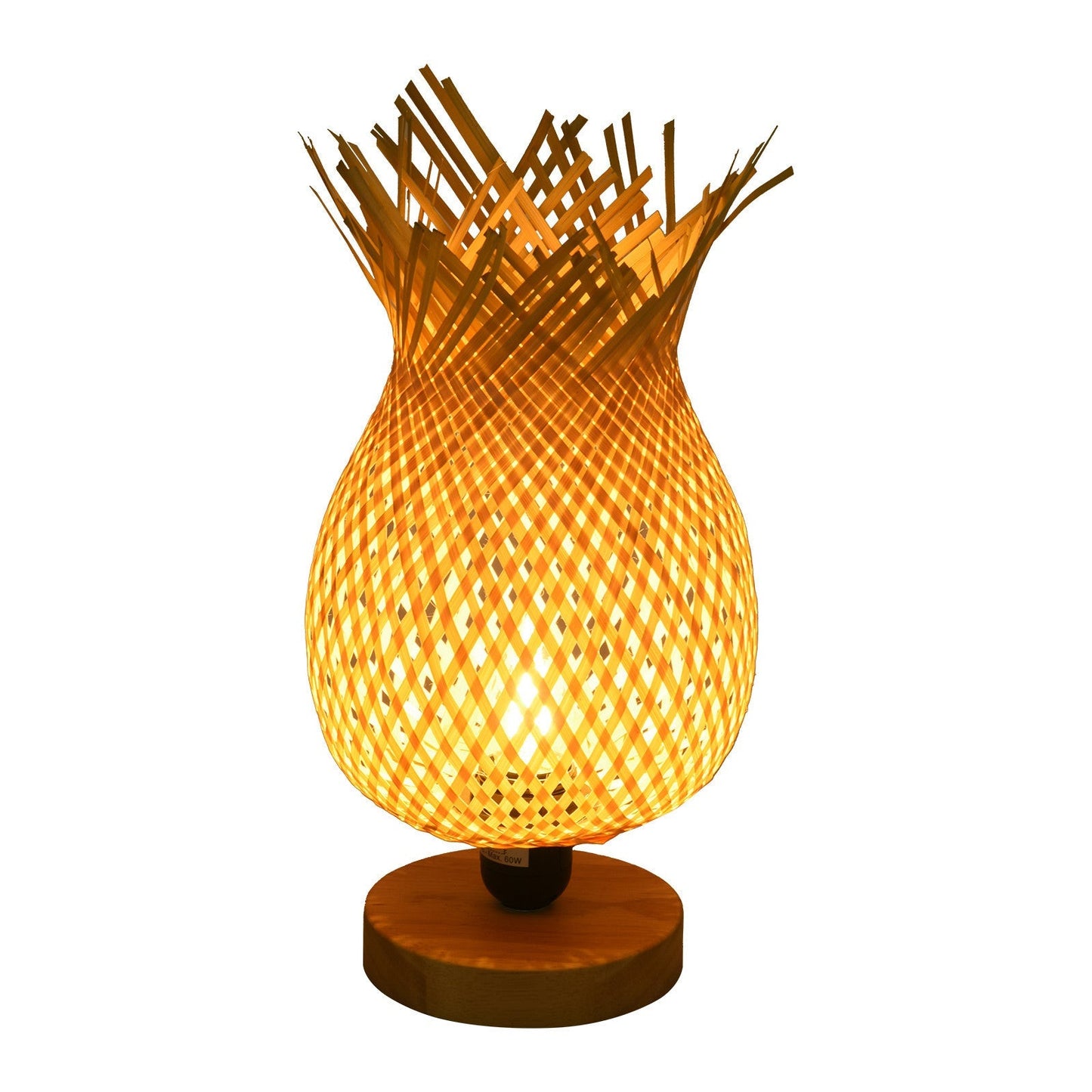 European Style Rubber Wood Table Lamp Bamboo Woven Hotel Bedside Table Lamp