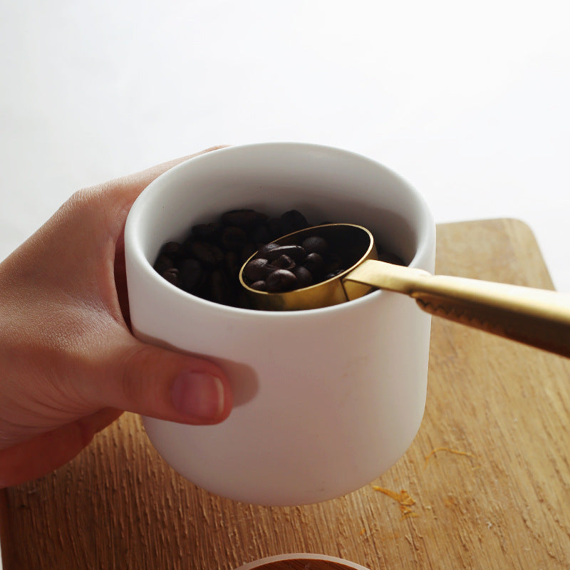 Kitchen ceramic wooden lid sealed storage jar