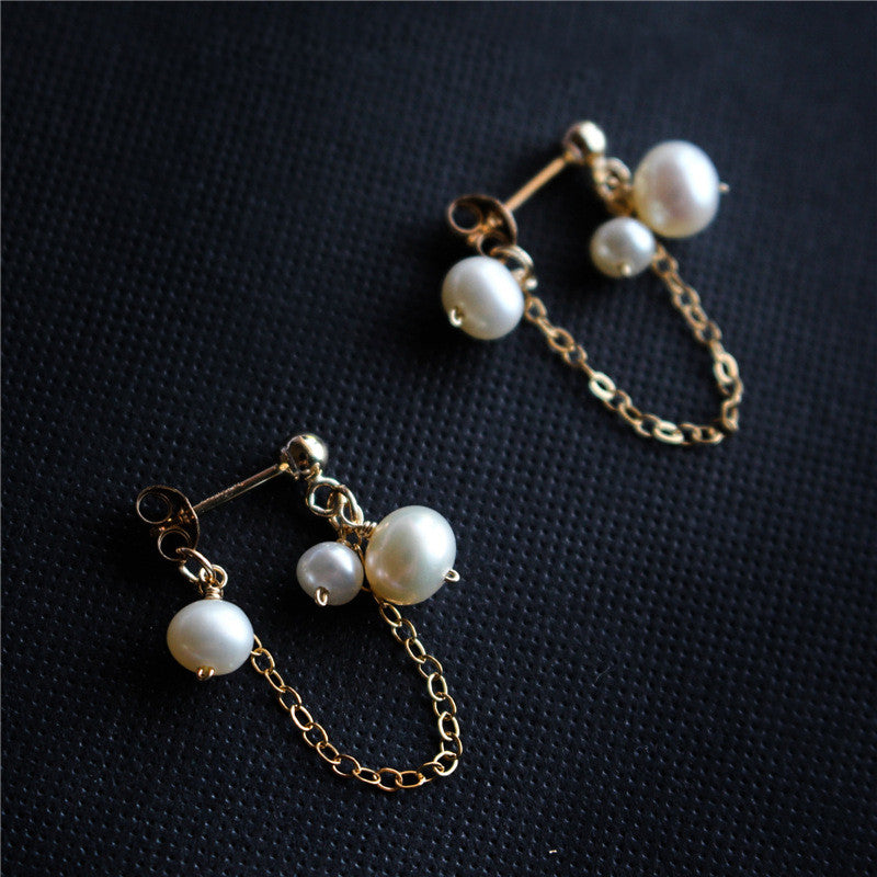 Freshwater Pearl Fringe Stud Earrings