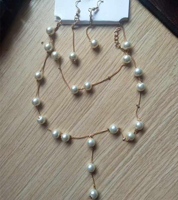 Pearl simple temperament necklace earrings bracelet