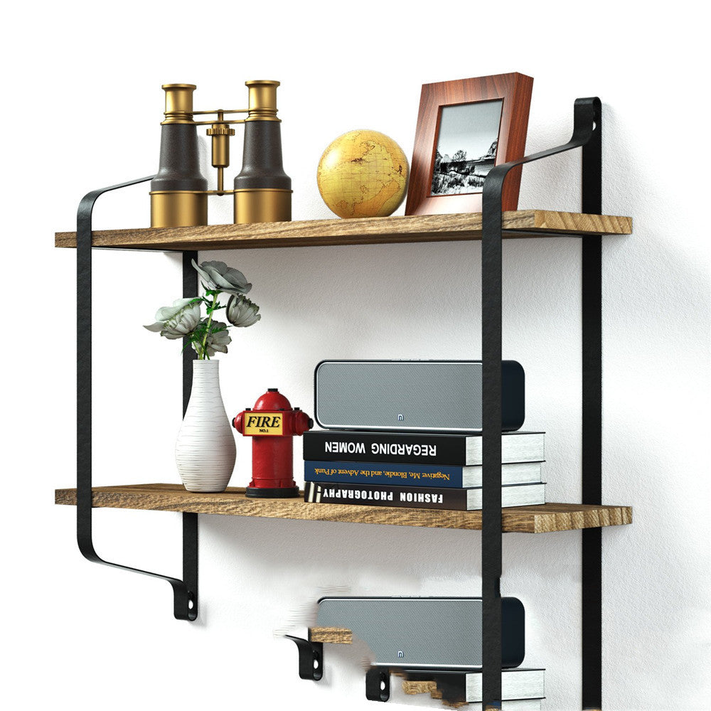 Shelves Kitchen Solid Wood Wall Shelf Wrought Iron Bracket