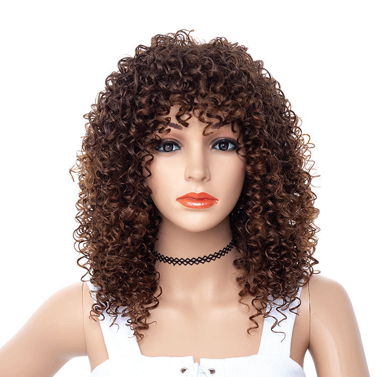 Women's Fashion African Small Curly Afro Hair Wig Head Cover