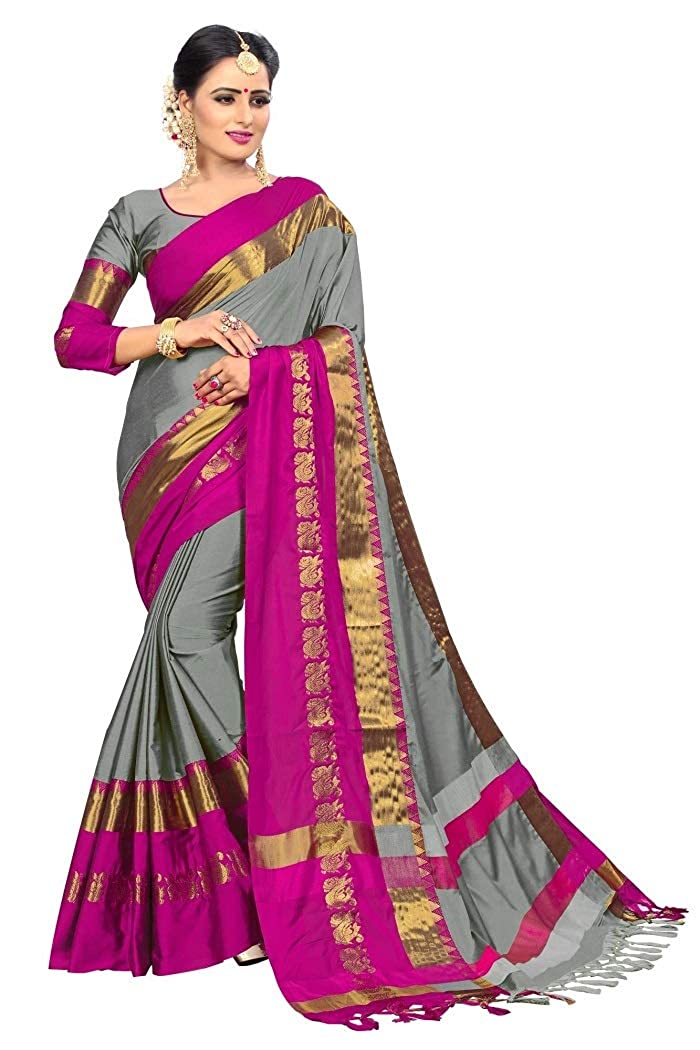 Designer Sarees Women's Banarasi Cotton Silk Saree With Blouse Piece Indian Sari Traditional Saree Wedding Dress Handmade Famous Actress Style Party Wear Free Size Ethenic Wear Clothes For Wo