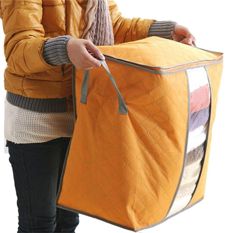 Storage Bag Box Portable Organizer Non Woven Underbed Pouch Storage Box Bamboo Clothing Storage Bag