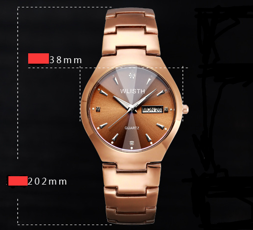 Coffee Gold Luminous Waterproof Steel Band Couple Student Watch