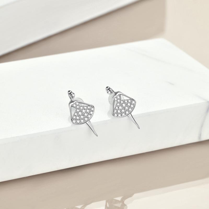 Sterling Silver Ballerina Earrings For Women