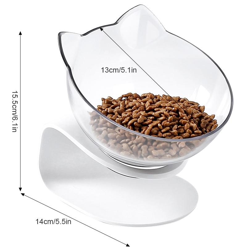 Petacc Pet Bowl Anti-slip Cat Dish Tilted Pet Feeder with Slope Base Suitable